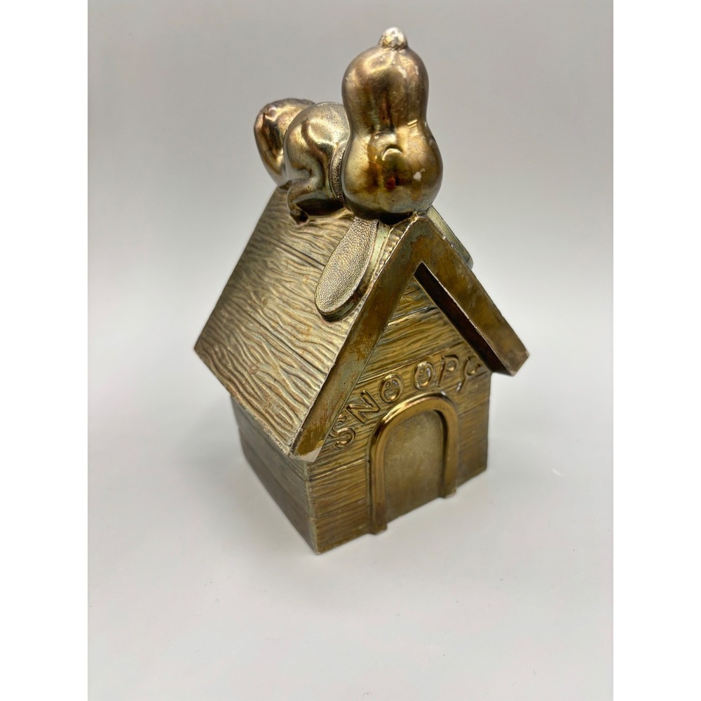 Vtg 1958 Leonard Silverplate Snoopy Doghouse Coin Bank Peanuts Collectible